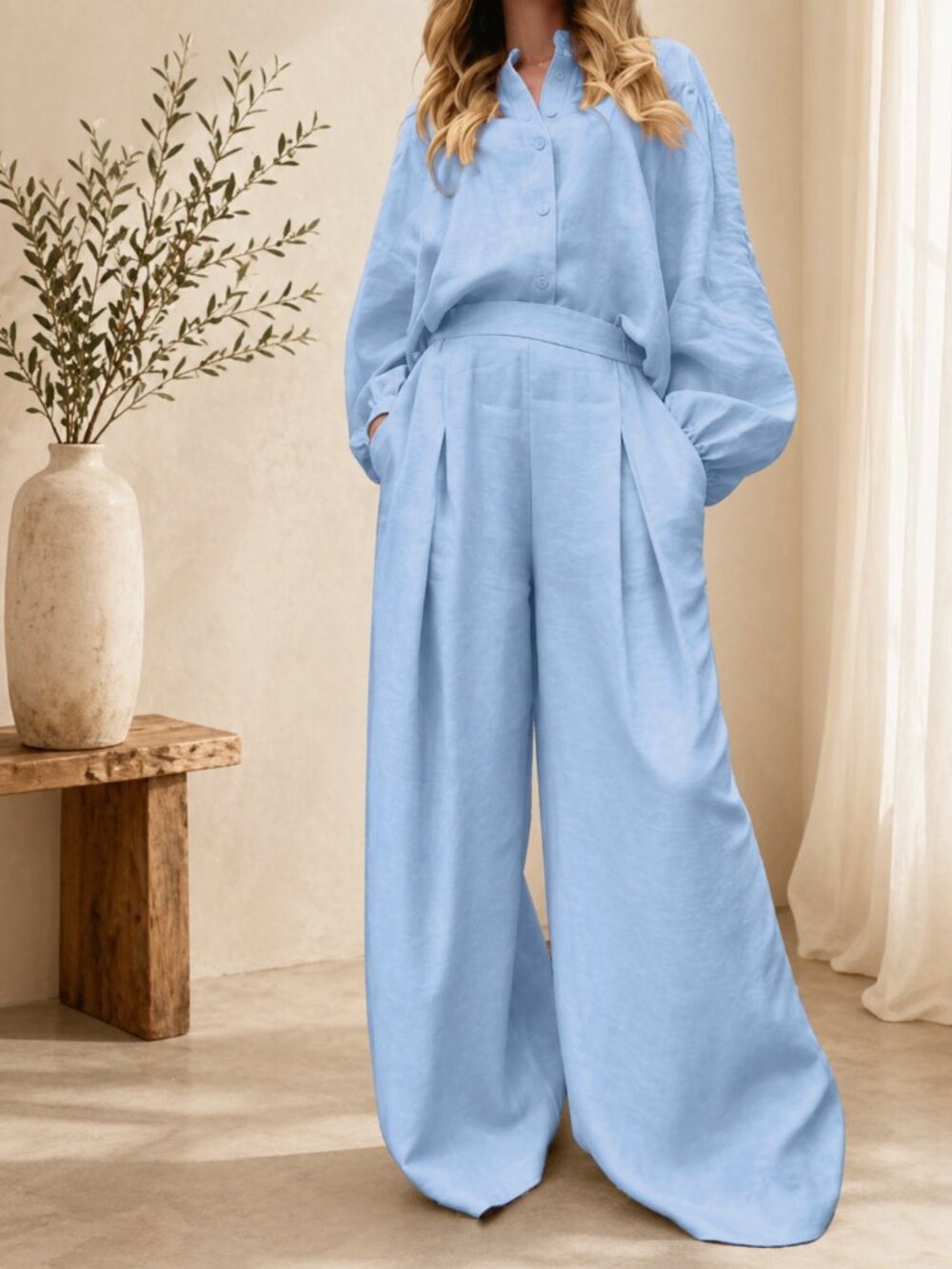 Effortless Elegance Blue Two-Piece Set